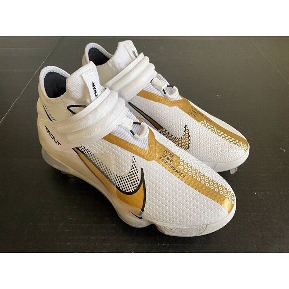 Nike Force Zoom Trout 7 Pro Mid White Metallic‎ Gold Men’s Baseball Cleat Sz 7.5 main image 10